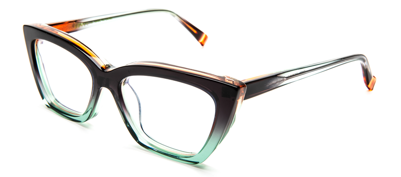 Bevel 8006 Regina Green Gadient Brownish Cateye Optical Eyeglasses