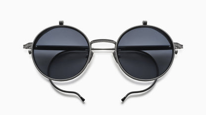 Etnia Barcelona Ballard Vintage Black Silver Sunglasses with Clip-On Shades