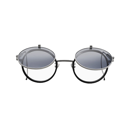 Etnia Barcelona Ballard Vintage Black Silver Sunglasses with Clip-On Shades