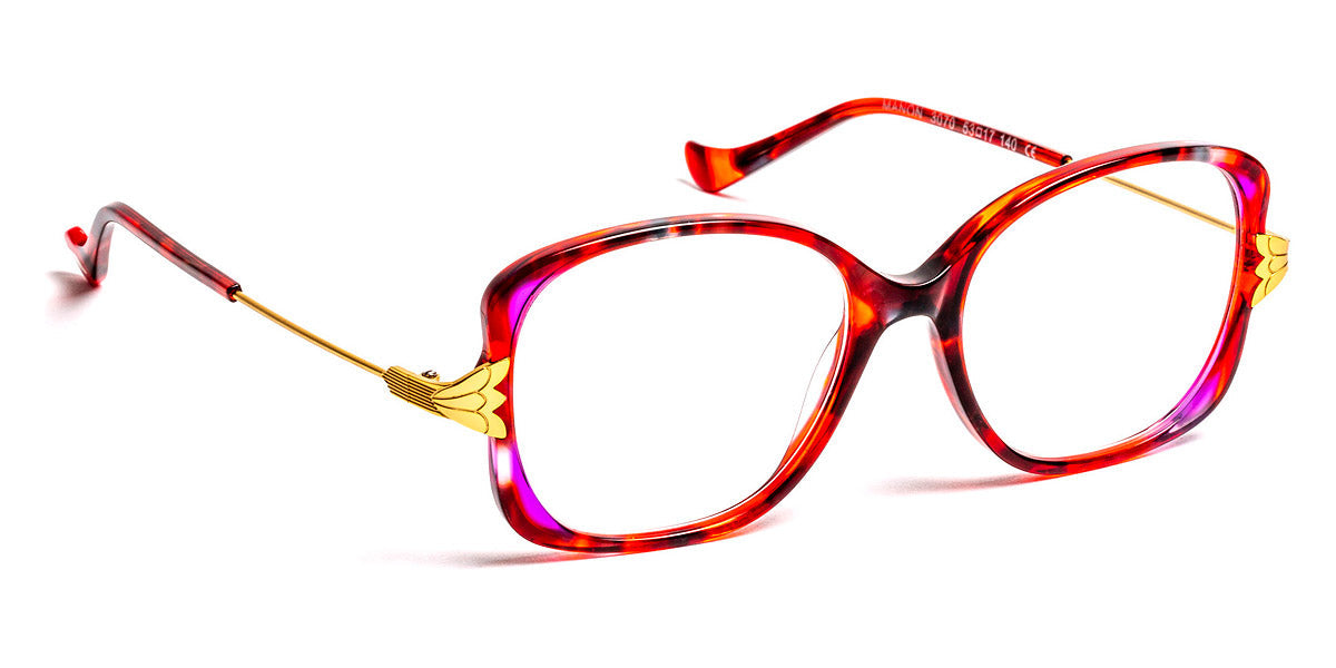 J.F. Rey BOZ Manon 3070 red and purple eyeglasses with satin-gold temples, 53–17–140