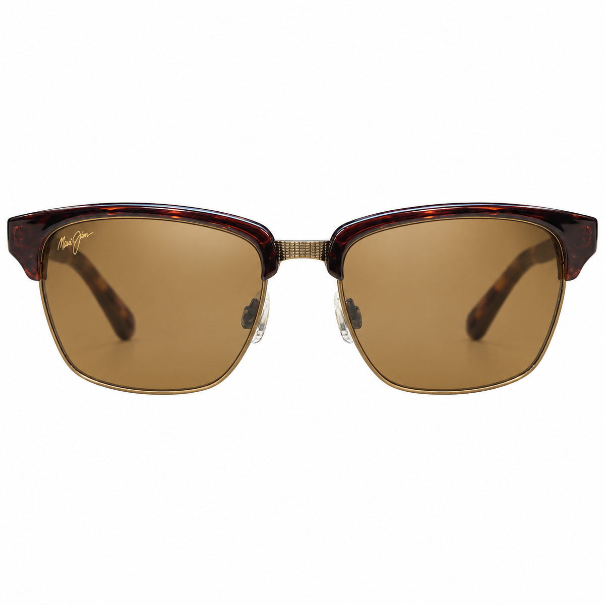 Maui Jim Kawika H257-16C tortoise and antique gold sunglasses with HCL Bronze lenses, front view