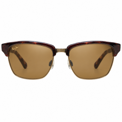 Maui Jim Kawika H257-16C tortoise and antique gold sunglasses with HCL Bronze lenses, front view