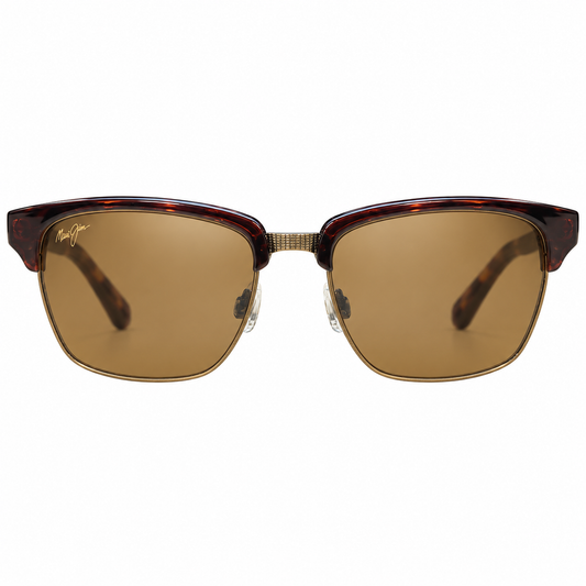 Maui Jim Kawika H257-16C tortoise and antique gold sunglasses with HCL Bronze lenses, front view